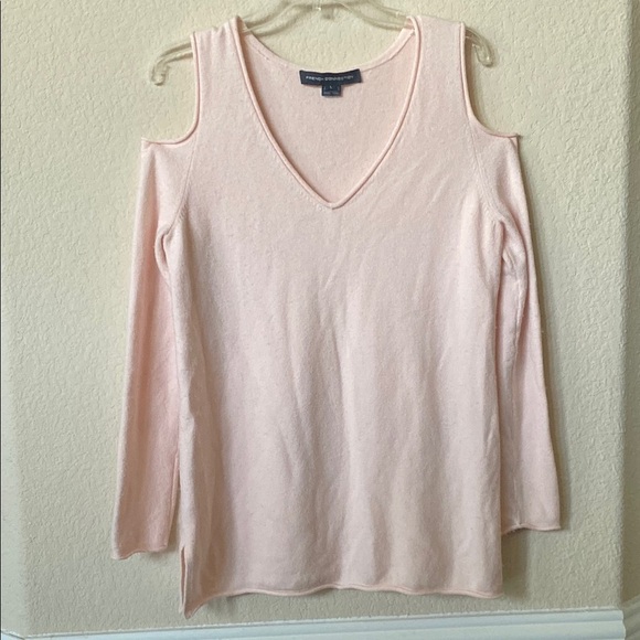 French Connection Pink Cold Shoulder Light Weight Sweater Top Size L - Picture 1 of 8